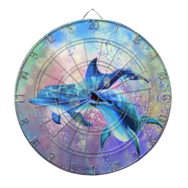 Dolphins Couple Dart Board (Front)