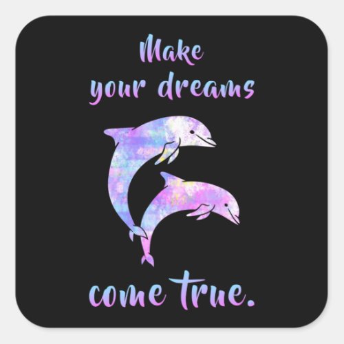 Dolphins Dolphin Animal Sea Ocean Water Funny Gift Square Sticker