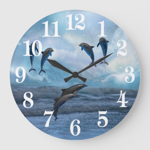 Dolphins fantasy large clock