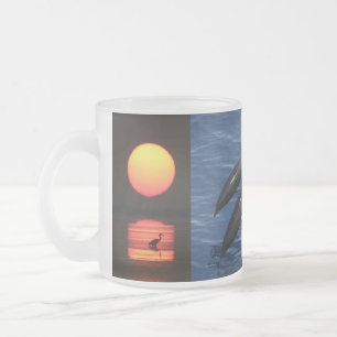 Dolphins frosted glass coffee mug