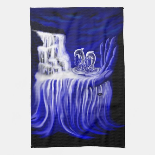 Dolphins , Hand of Times Kitchen Towel (Vertical)