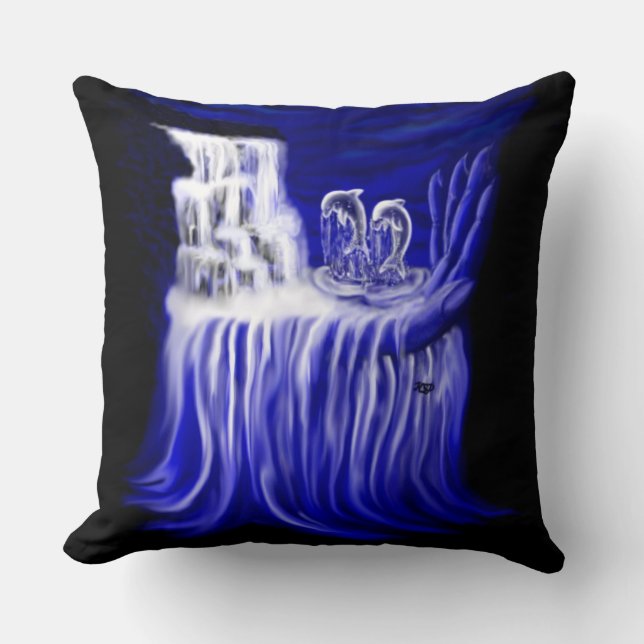 Dolphins , Hand of Times  Throw Pillow (Front)