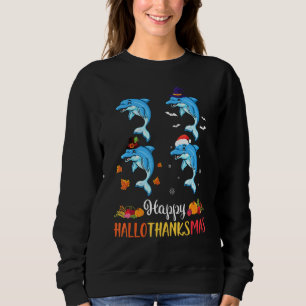 Dolphins Happy Halloween Thanksgiving Day Merry Ch Sweatshirt