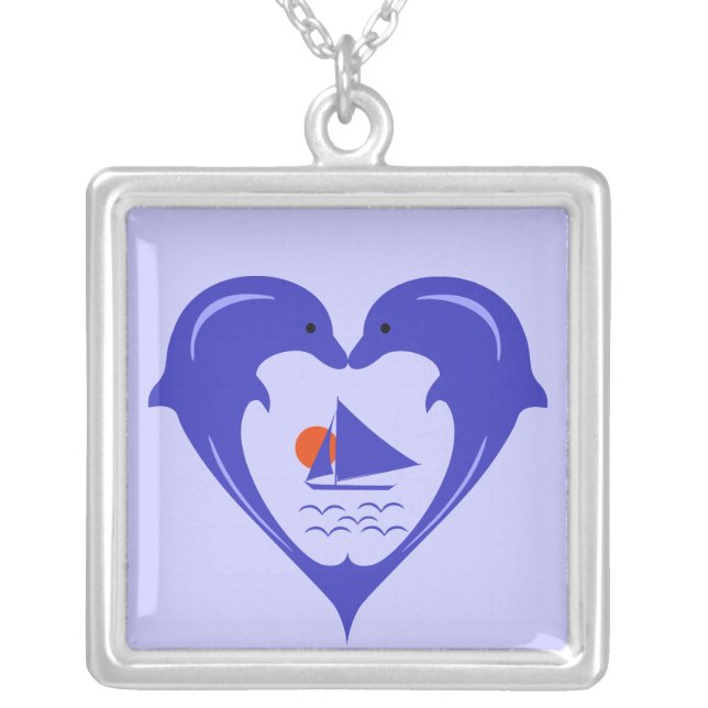 Dolphins Heart  Necklace (Front)