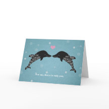 Dolphins I love you Valentine's Day Card Heart art
