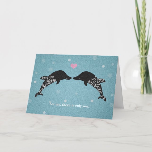 Dolphins I love you Valentine's Day Card Heart art (Front)