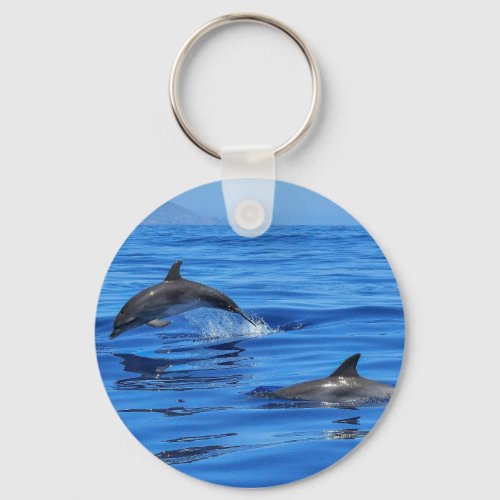 Dolphins In Blue Water  Keychain