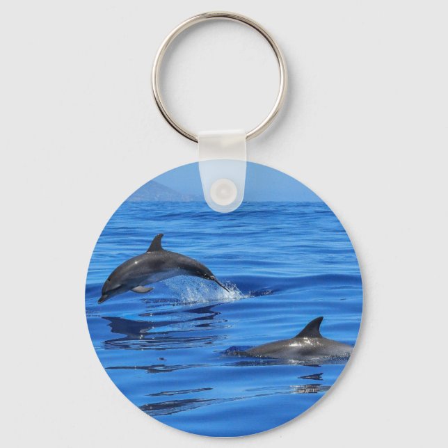 Dolphins In Blue Water  Keychain (Front)