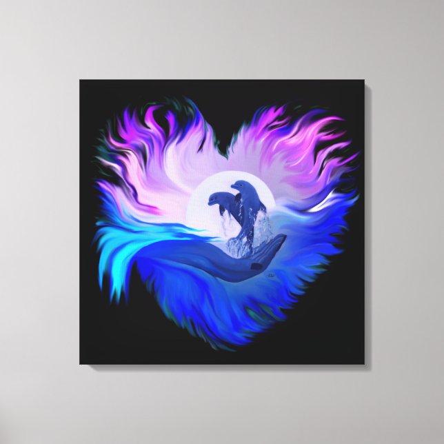 Dolphins in the Moonlight Canvas Print (Front)