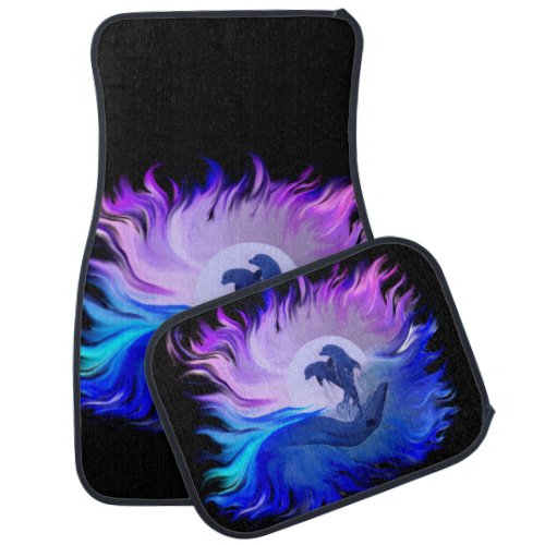 Dolphins in the moonlight car floor mat