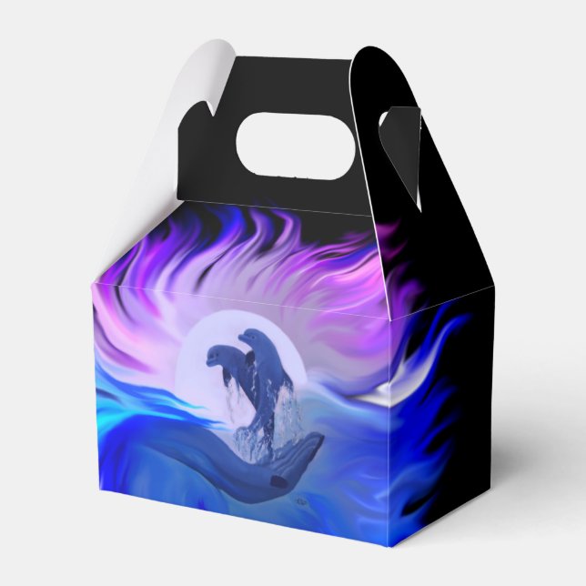 Dolphins in the Moonlight Favor Boxes (Front Side)