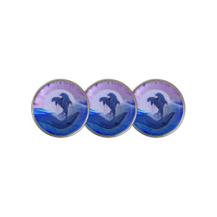Dolphins in the Moonlight Golf Ball Marker