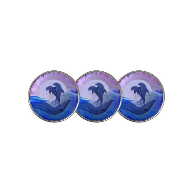 Dolphins in the Moonlight Golf Ball Marker (3 Up)