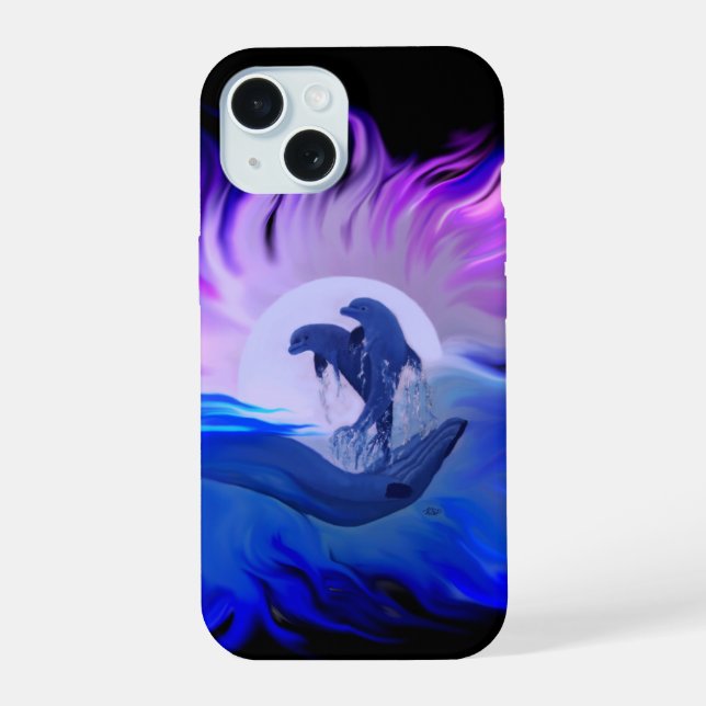 Dolphins in the Moonlight Iphone Case (Back)