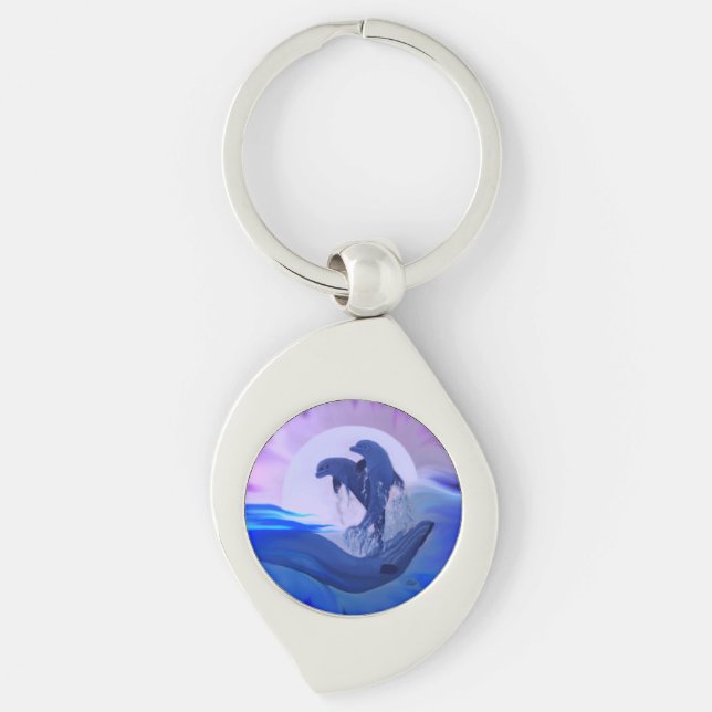 Dolphins in the Moonlight Keychain (Front)