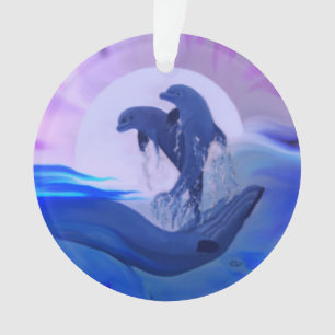 Dolphins in the Moonlight Ornament