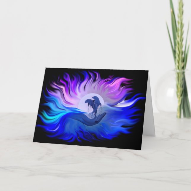 Dolphins in the Moonlight Thank You Card (Front)