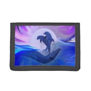 Dolphins in the Moonlight Trifold Wallet