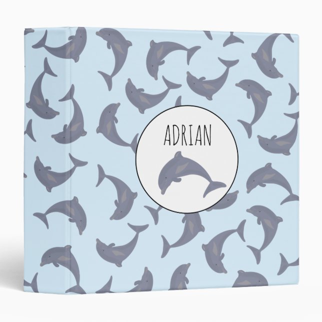Dolphins in the Sea Pattern 3 Ring Binder (Front/Spine)