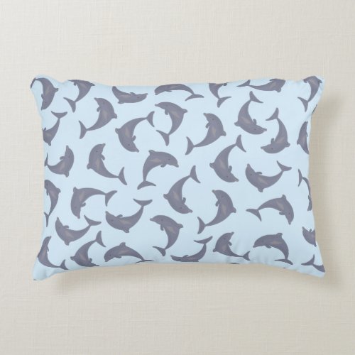 Dolphins in the Sea Pattern Accent Pillow