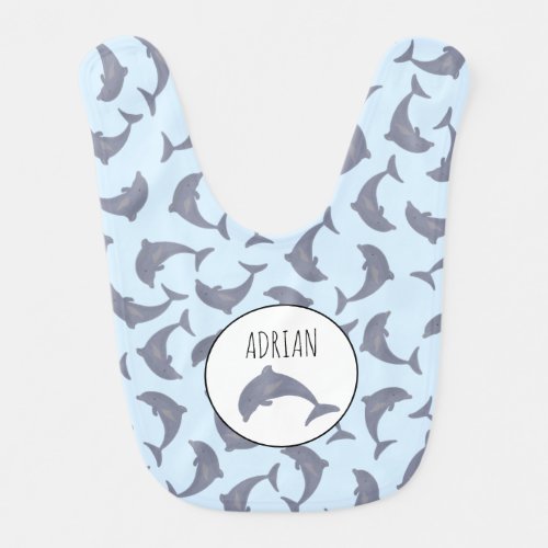 Dolphins in the Sea Pattern Baby Bib