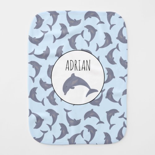 Dolphins in the Sea Pattern Baby Burp Cloth