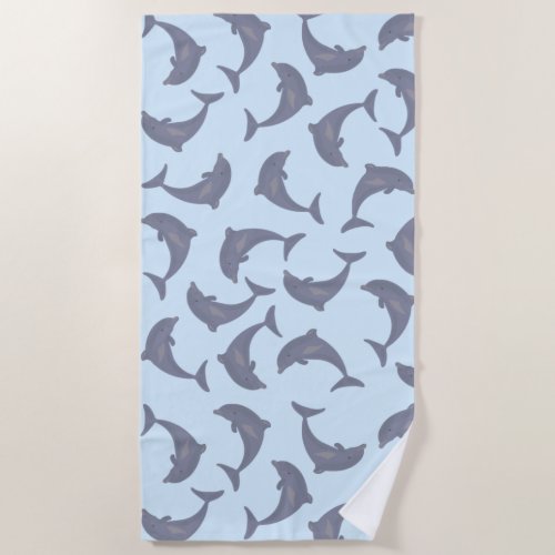 Dolphins in the Sea Pattern Beach Towel