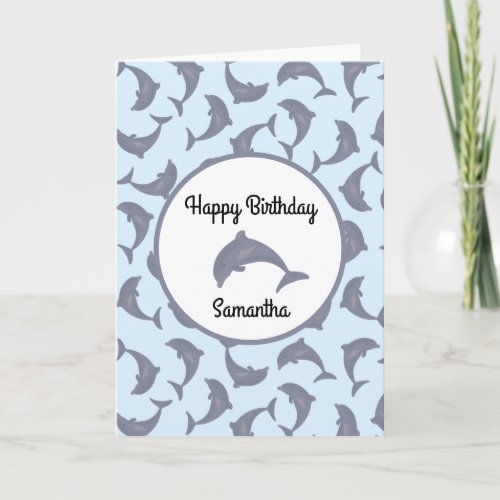 Dolphins in the Sea Pattern Birthday Card