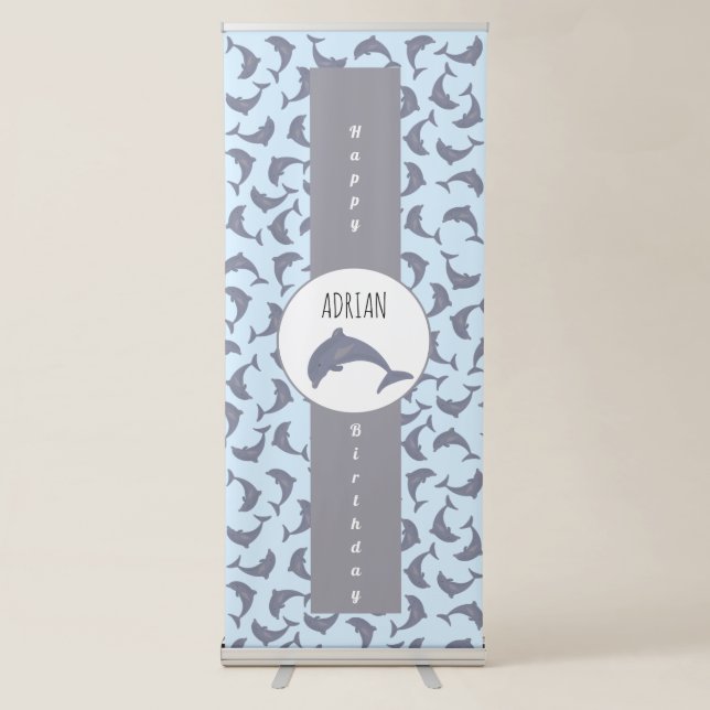 Dolphins in the Sea Pattern Birthday Party Sign (Front)