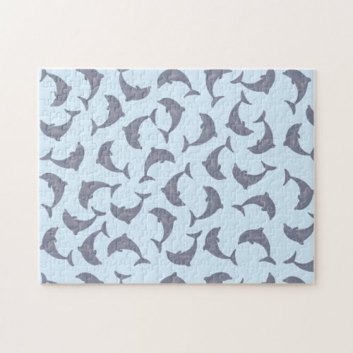 Dolphins in the Sea Pattern Jigsaw Puzzle
