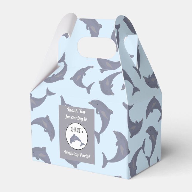 Dolphins in the Sea Pattern Kids Birthday Party Favor Boxes (Front Side)