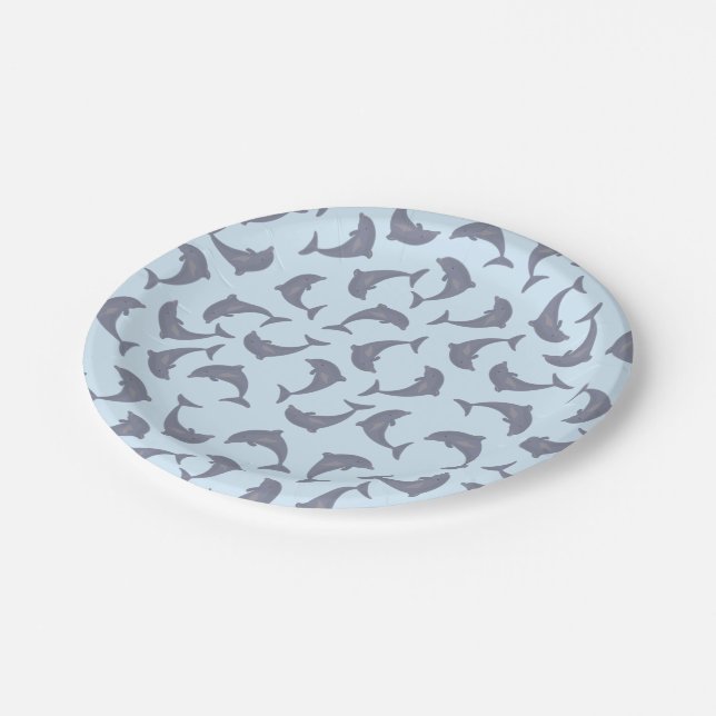 Dolphins in the Sea Pattern Paper Plates (Angled)