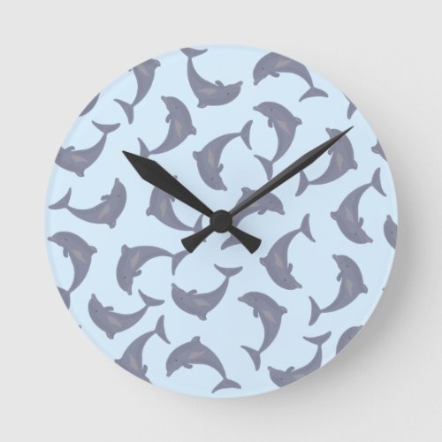 Dolphins in the Sea Pattern Round Clock
