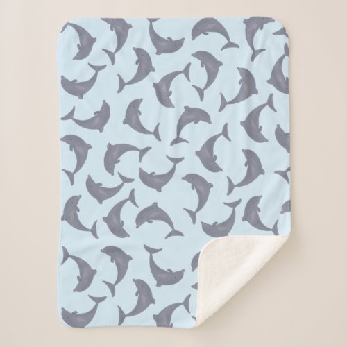 Dolphins in the Sea Pattern Sherpa Blanket