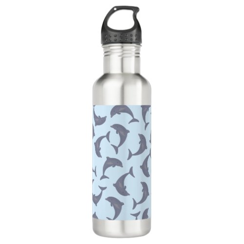 Dolphins in the Sea Pattern Stainless Steel Water Bottle