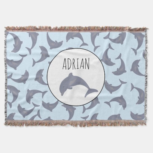 Dolphins in the Sea Pattern Throw Blanket