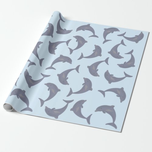 Dolphins in the Sea Pattern Wrapping Paper
