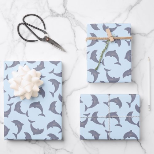 Dolphins in the Sea Pattern Wrapping Paper Sheets