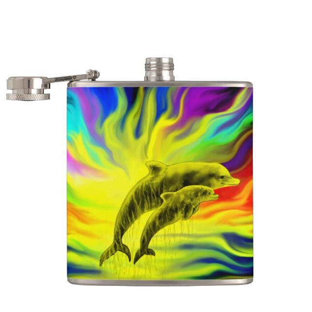 Dolphins in the Sunshine Flask (Opened)
