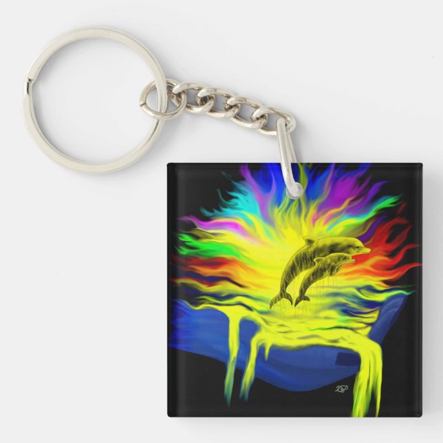 Dolphins in the Sunshine with Hand Keychain (Front)