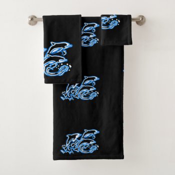 Dolphins In The Waves Bath Towel Set by PugWiggles at Zazzle
