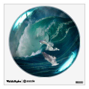 Dolphins in the Waves Glass Sphere Wall Decal