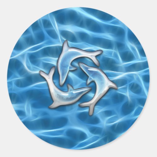 Dolphins in Water Classic Round Sticker