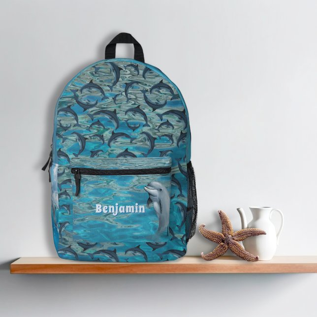 Dolphins in Water Personalized Kids Backpack (Creator Uploaded)
