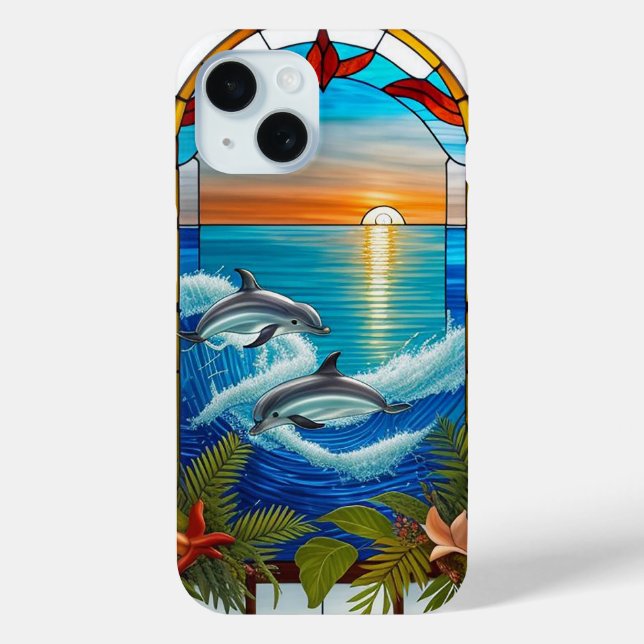 Dolphins Jumping at Sunset on the Ocean Case-Mate iPhone Case (Back)