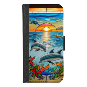 Dolphins Jumping at Sunset on the Ocean iPhone 8/7 Wallet Case