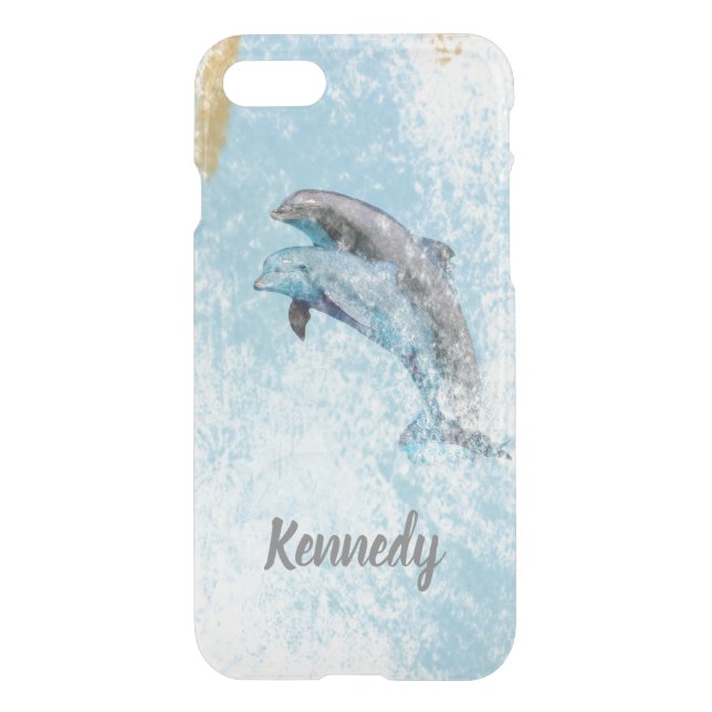 Dolphins Jumping In Water Art Uncommon iPhone Case (Back)