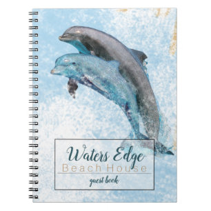 Dolphins Jumping In Water Coastal Artwork Notebook