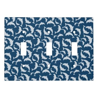 Dolphins Jumping Navy Blue Pattern Light Switch Cover