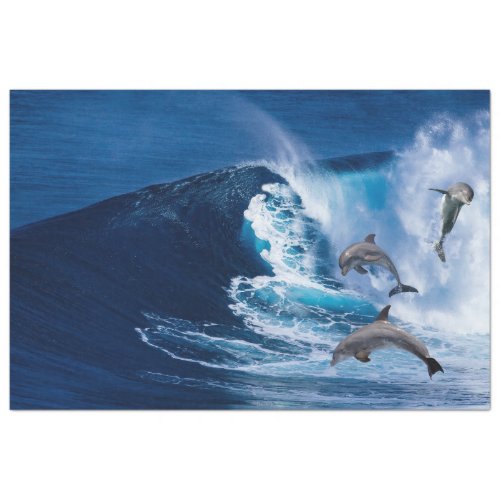 Dolphins Jumping Ocean Wave Decoupage Tissue Paper